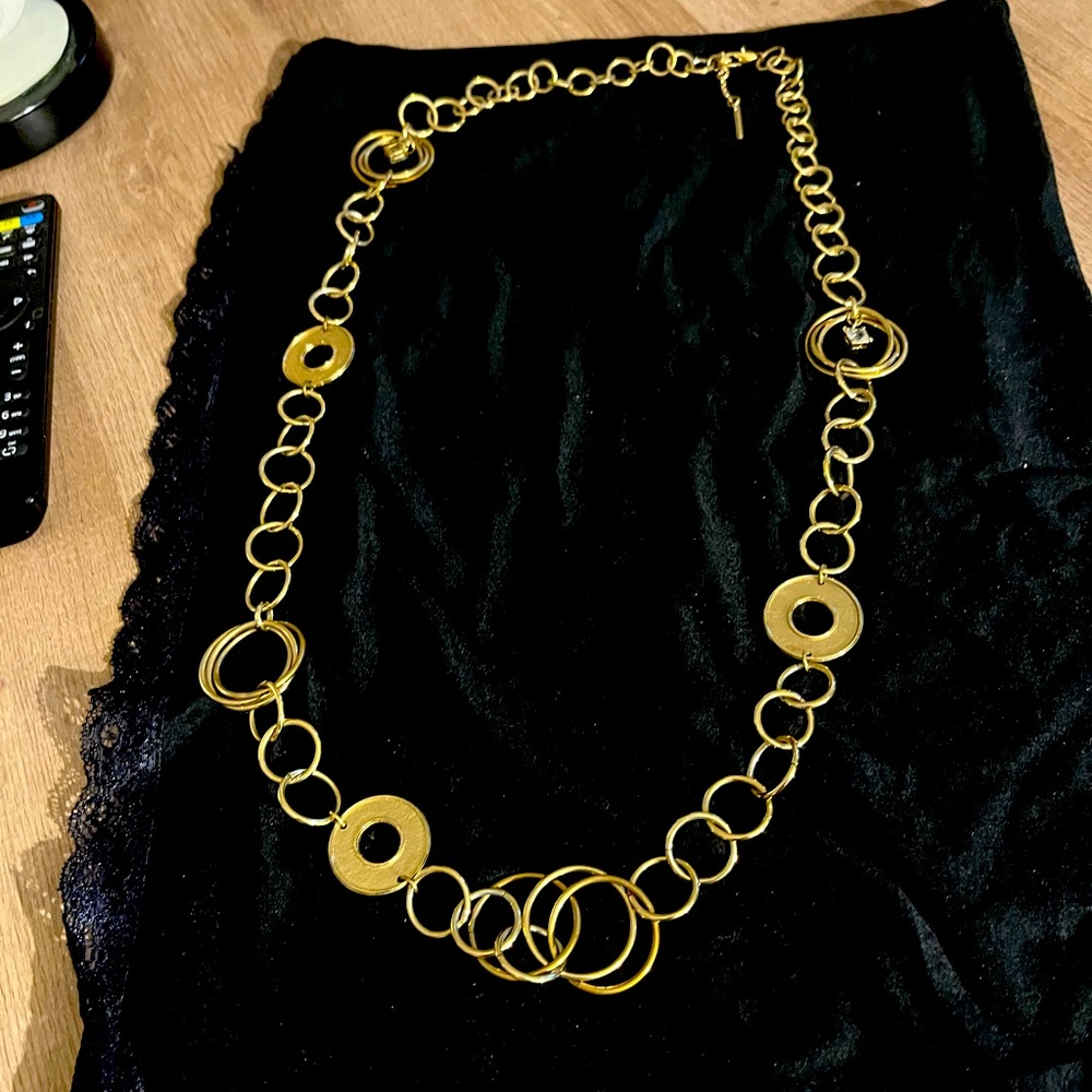 Long gold ring necklace